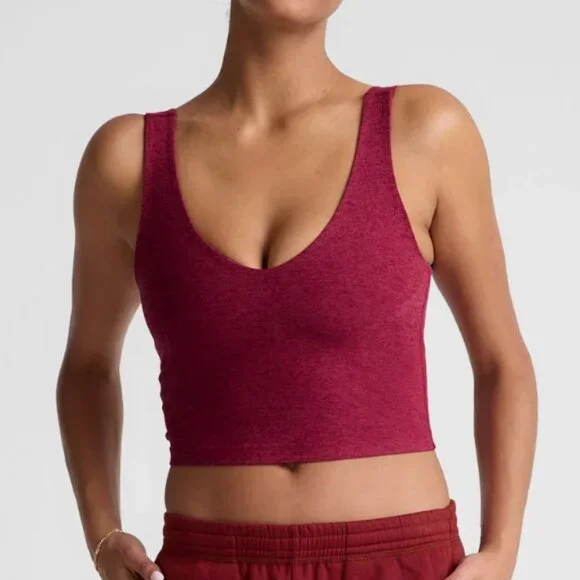 Beyond Yoga Spacedye Good Day Cropped Tank in Bordeaux Heather - Picture 1 of 8